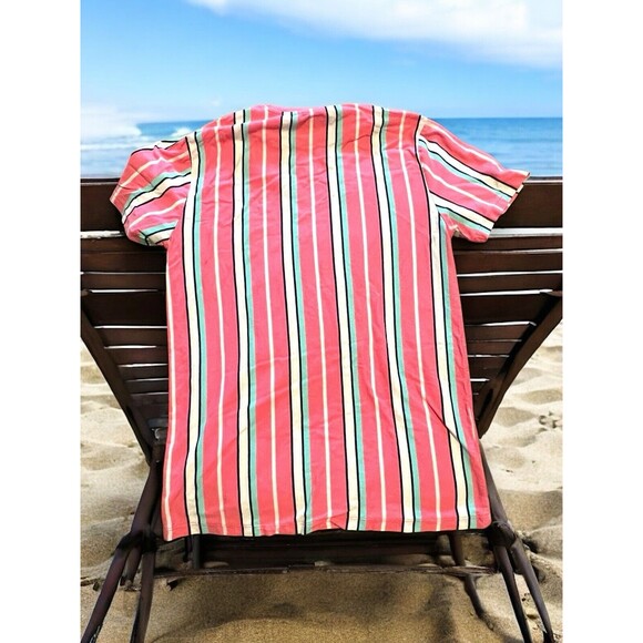 San Francisco Work Shirt Unisex Striped Tee Sz M Pink Blue White Love Retro EUCo - Picture 6 of 6